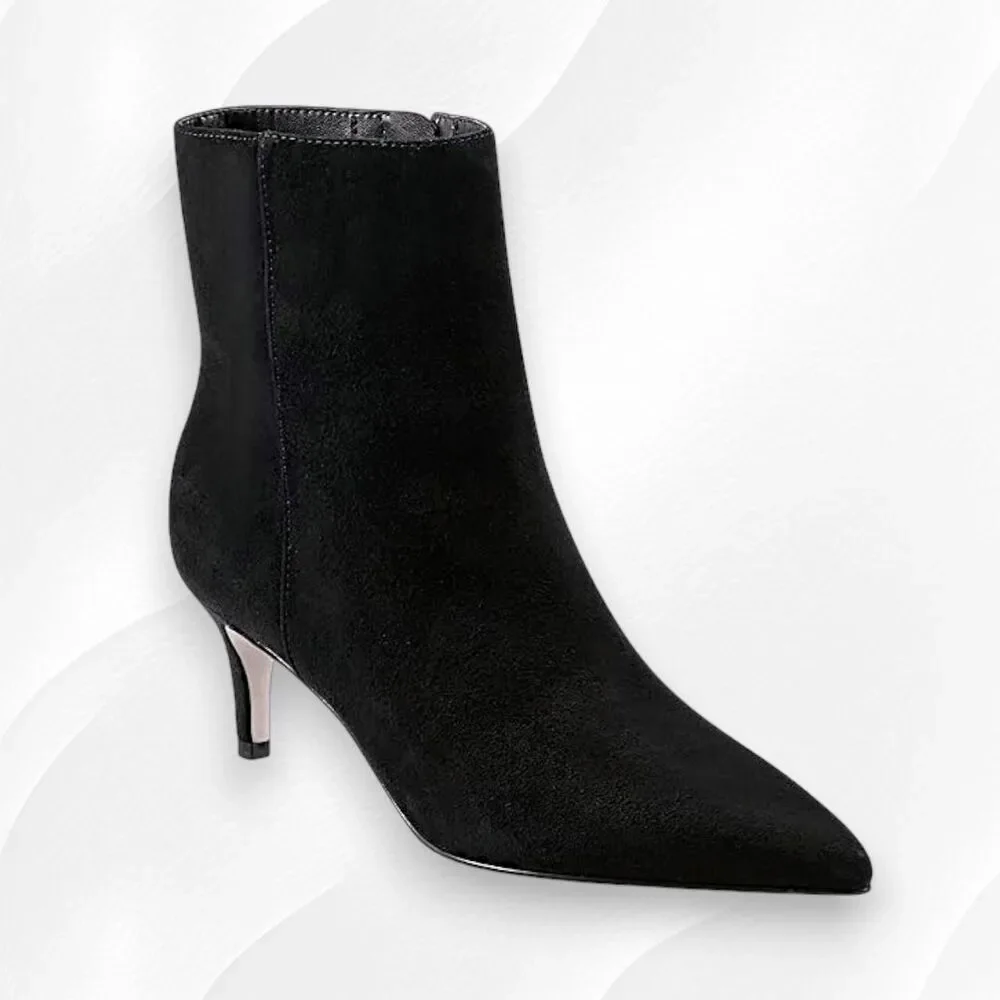 Marc Fisher Glorry Bootie / Black Kitten Faux Suede Heel Ankle Boots Size US 8